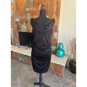 Guess XL Black Ruched Cowl Neck Floral Damask Cocktail Dress Bodycon